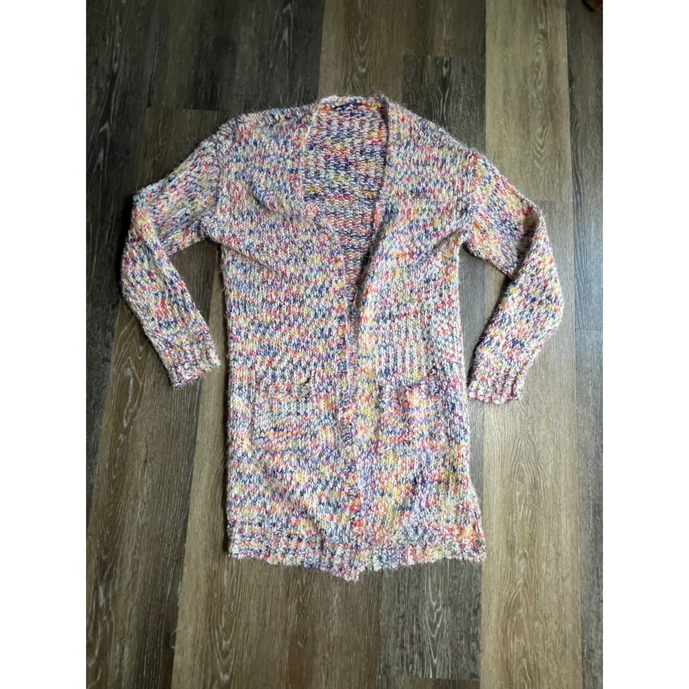 Cardigan Women L Multicolor Excellent Longline‎ Confetti Space Dye Knit